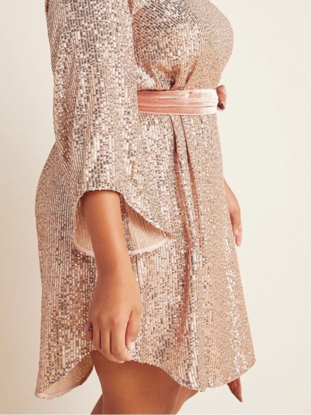 Anthropologie Rose Gold Sequin Shift Dress - Picture 2 of 10
